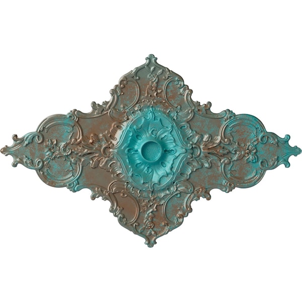 Ekena Millwork Melchor Diamond Medallion (Canopies up to 4"), 67 1/4"W x 43 3/8"H x 4"ID x 2"P, Copper Green Patina CM70X43MLCGS - main